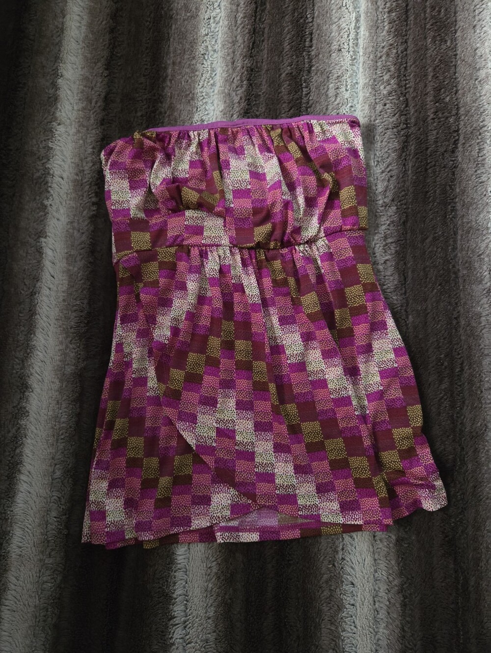 Y2K VINTAGE Strapless Checkerboard Tube Top Size S